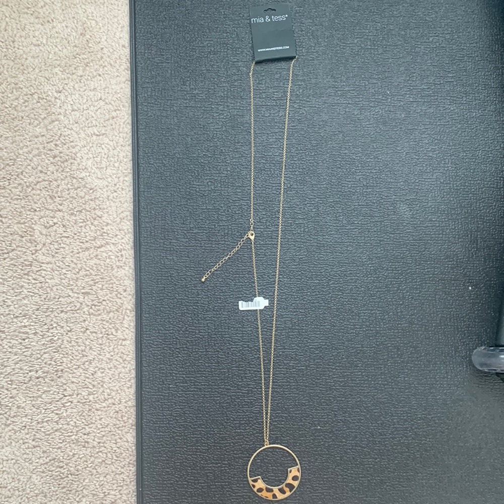Mia & Tess cheetah print pendant necklace